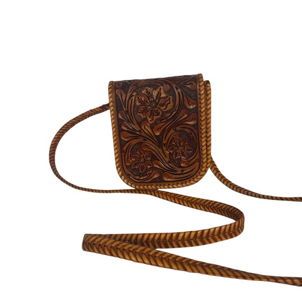 David Luna Maya Artisan small leather crossbody purse with braided strap